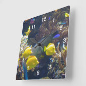 珊瑚礁の魚 スクエア壁時計 (傾斜)