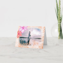 珊瑚礁ピンクプルメリア花サンキューカード サンキューカード