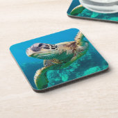 珊瑚礁|Hawaiiに泳いでいる緑のウミガメ コースター (左側)