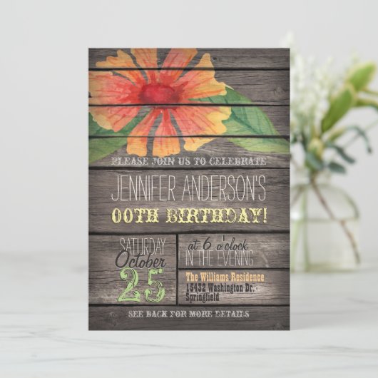 珊瑚緑花大人素朴誕生日 招待状 (スタンド正面)