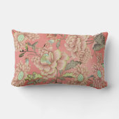 珊瑚背景にピンク色の青い花を ランバークッション (裏面)