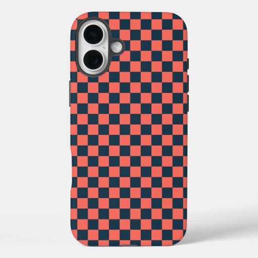 珊瑚色とネイビーの市松模様 Case-Mate iPhoneケース (裏面)