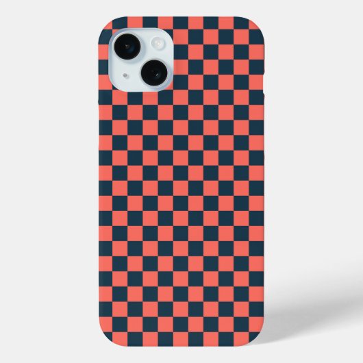 珊瑚色とネイビーの市松模様 Case-Mate iPhoneケース (裏面)