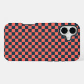 珊瑚色とネイビーの市松模様 iPhoneケース (裏面横)