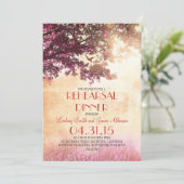 珊瑚色のオークの木とラブバードのリハーサルディナー 招待状 (スタンド正面)