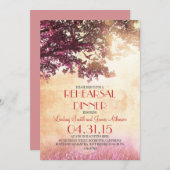 珊瑚色のオークの木とラブバードのリハーサルディナー 招待状 (正面/裏面)