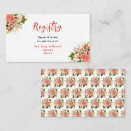 珊瑚色の赤いバラと葉 エンクロージャーカード