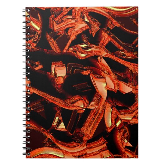 珊瑚色や濃いサーモン色が壊れている、黒い背景 ノートブック (正面)