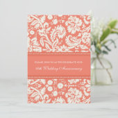珊瑚色ダマスク 10周年パーティー招待状 招待状 (スタンド正面)