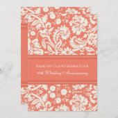 珊瑚色ダマスク 10周年パーティー招待状 招待状 (正面/裏面)