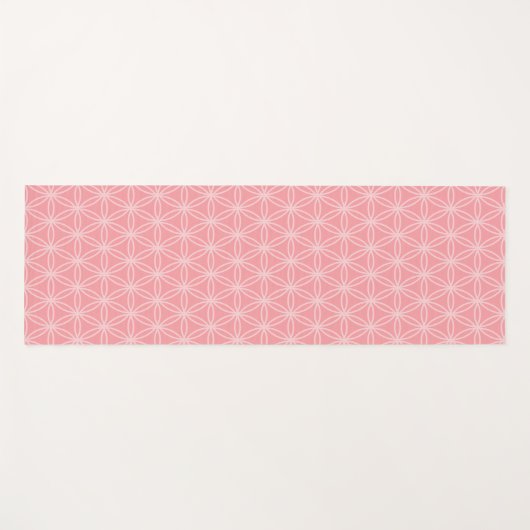 珊瑚色ピンクのヨガマットに美しい花 ヨガマット (正面(横))