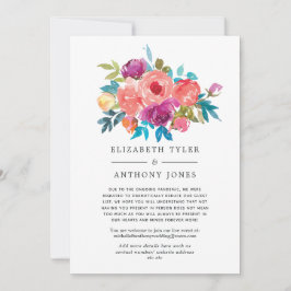 珊瑚色、ターコイズブルー、紫のゲストリスト縮小のお知らせ 案内状