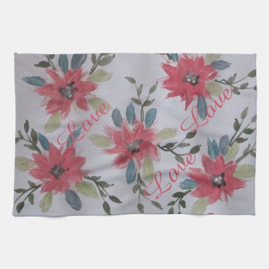 珊瑚花入りティータオル キッチンタオル (横)