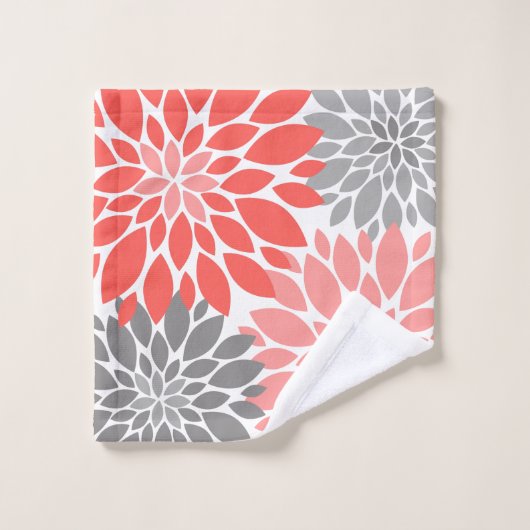珊瑚菊の花柄 バスタオルセット (ウォッシュタオル)