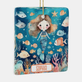 珊瑚魚が海に浮かぶ、かわいい人魚 セラミックオーナメント (右)