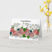 珊瑚鮭と白花祝いカード カード (黄色い花)