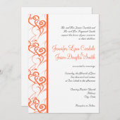 珊瑚 ダブル ハート スワール 結婚式 招待状 (正面/裏面)