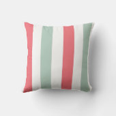 珊瑚、ティール(緑がかった色)および白いストライプの クッション (裏面)