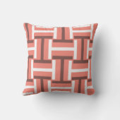 珊瑚、ブラウンおよび白いTの織り方 クッション (裏面)