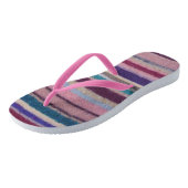 珍しいおもしろいヴィンテージ手編みカラフル線 ビーチサンダル (アングル)