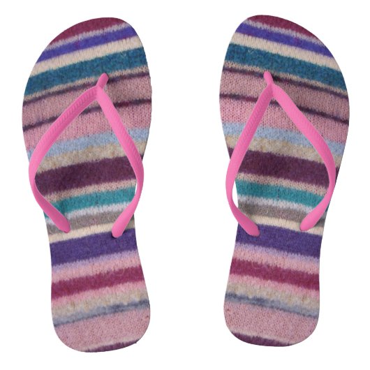 珍しいおもしろいヴィンテージ手編みカラフル線 ビーチサンダル (ソール)