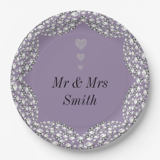 珍しいかわいらし結婚式のプレート ペーパープレート (正面)