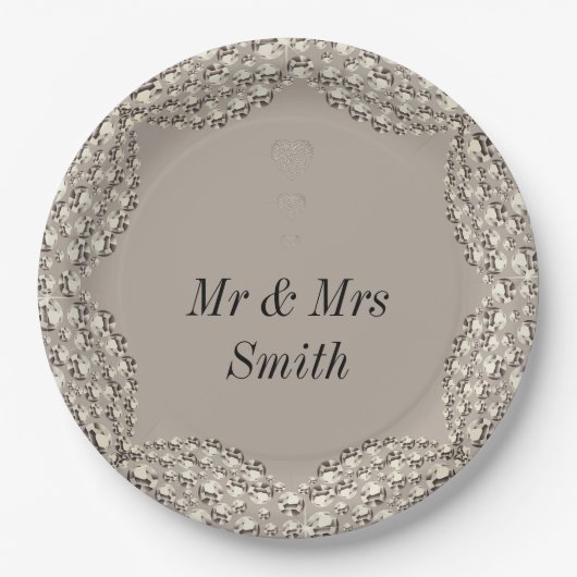 珍しいかわいらし結婚式のプレート ペーパープレート (正面)