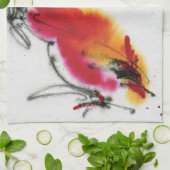 珍しいオンドリ。 書道および水彩画 キッチンタオル (折り畳み)