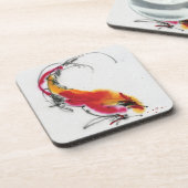 珍しいオンドリ。 書道および水彩画 コースター (左側)