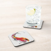 珍しいオンドリ。 書道および水彩画 コースター (右側)