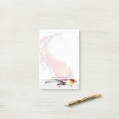 珍しいオンドリ。 書道および水彩画 ポストイット (デスク上)
