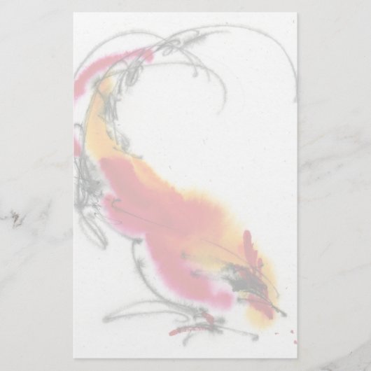 珍しいオンドリ。 書道および水彩画 便箋 (正面)