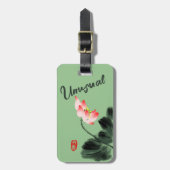 珍しいカッコいいフリーハンドスケッチ花緑 ラゲッジタグ (正面縦)