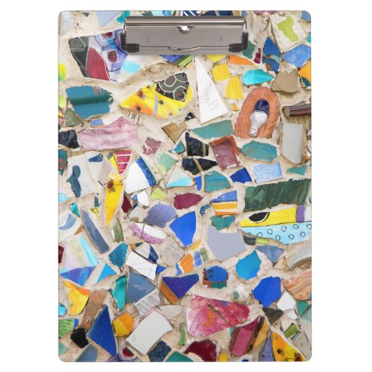 珍しいカラフルな壊された陶器の壁の写真非常に クリップボード (正面)