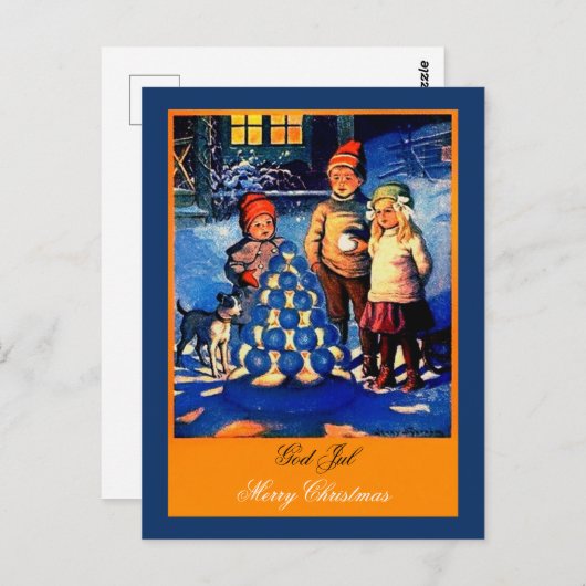 珍しいクリスマスに美しいノルウェーの子供たち ポストカード (正面/裏面)