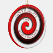 珍しいスパイラルハッピーホリデーズメリークリスマス セラミックオーナメント (左)
