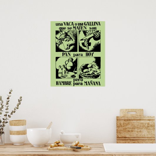 珍しいスペインの内戦の家畜プロパガンダ ポスター (キッチン)