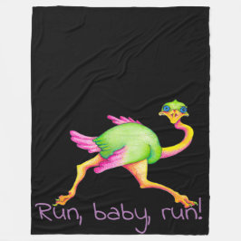 珍しいダチョウ フリースブランケット