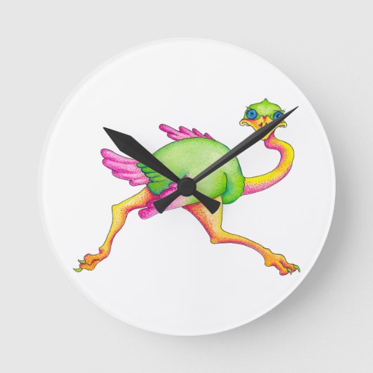 珍しいダチョウ ラウンド壁時計 (正面)