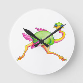 珍しいダチョウ ラウンド壁時計