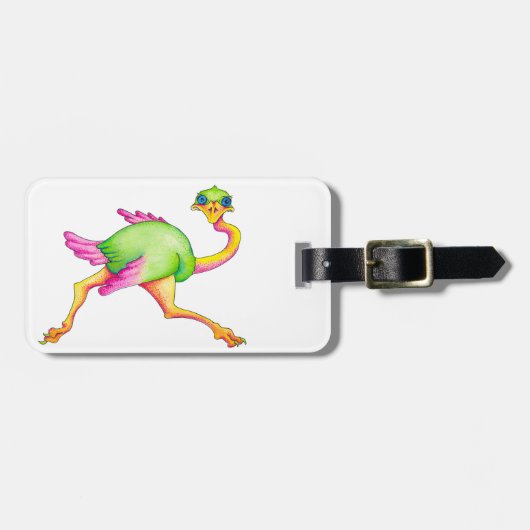 珍しいダチョウ ラゲッジタグ (正面横)