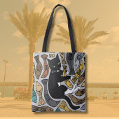 珍しいネコと魚のトートバッグ トートバッグ