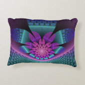 珍しいパターン(の模様が)あるファンタジーカラフルフラワーフラクタル アクセントクッション (裏面)