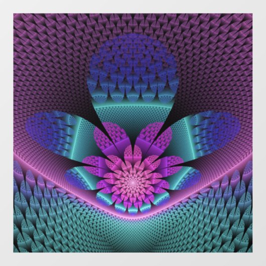 珍しいパターン（の模様が）あるファンタジーカラフルフラワーフラクタル ウィンドウサイン (シート)