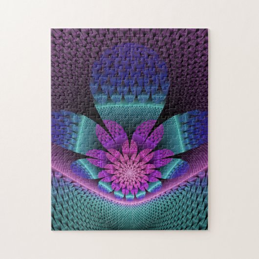 珍しいパターン（の模様が）あるファンタジーカラフルフラワーフラクタル ジグソーパズル (縦)