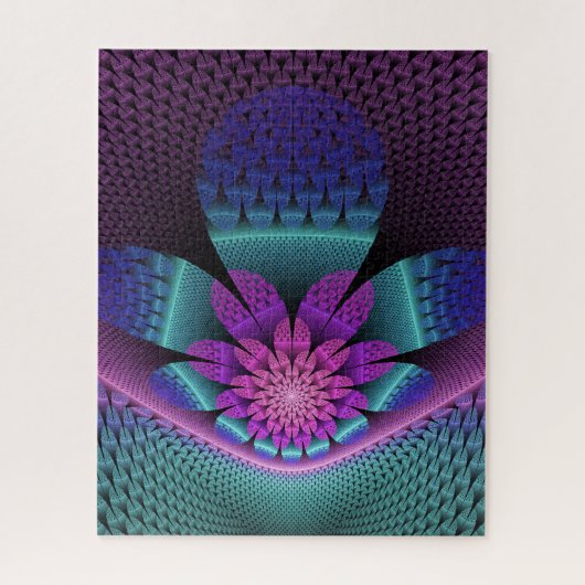 珍しいパターン（の模様が）あるファンタジーカラフルフラワーフラクタル ジグソーパズル (縦)