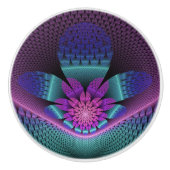 珍しいパターン（の模様が）あるファンタジーカラフルフラワーフラクタル セラミックノブ (正面)