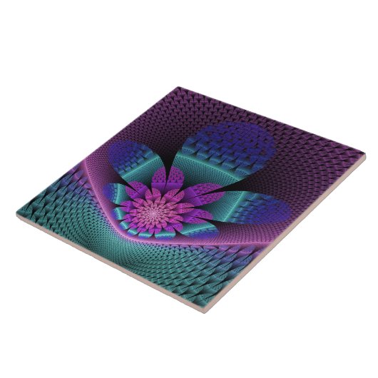 珍しいパターン(の模様が)あるファンタジーカラフルフラワーフラクタル タイル (側面)