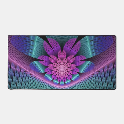 珍しいパターン（の模様が）あるファンタジーカラフルフラワーフラクタル デスクマット (正面)
