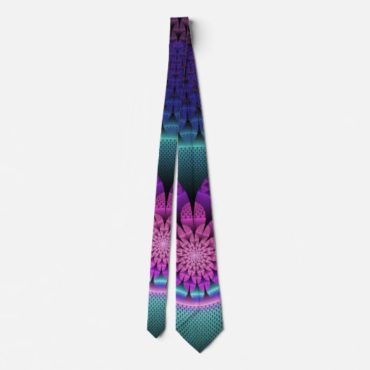 珍しいパターン(の模様が)あるファンタジーカラフルフラワーフラクタル ネクタイ (裏面)